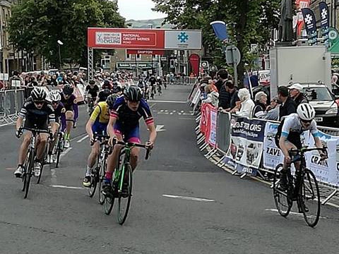 Jack Millar in front of bunch at Skipton