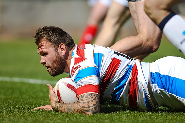 Rochdale Hornets v Swinton Lions<br /> Josh Crowley scores a try for Hornets