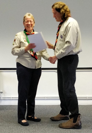 Group Scout Leader Norma Brandon receives County Commissioners' Commendation