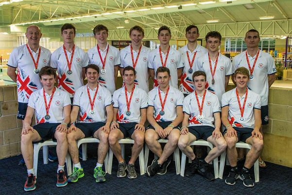 GB Men’s under 19s Underwater Hockey team, Zach Tait  is fourth from left on back row