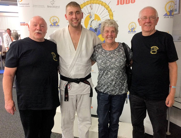 Warren Schofield, Dave Hulme, Eileen Stafford and Brian Stafford at the East Anglian Judo Open
