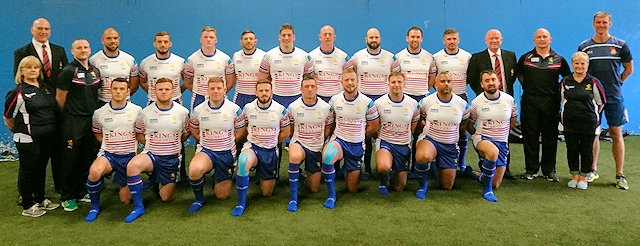 Simon Howe, Mayfield Chairman, with the Great Britain Police Rugby League Tour Squad