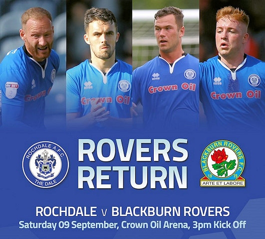 Rochdale v Blackburn Rovers 3pm kick-off on Saturday 9 September