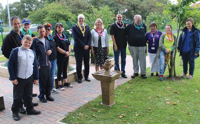 Mayor and Mayoress of Rochdale joined volunteers at Q Gardens for the official opening of the new sensory garden