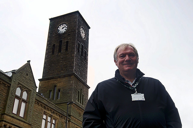Councillor Neil Butterworth at the Milnrow Clock