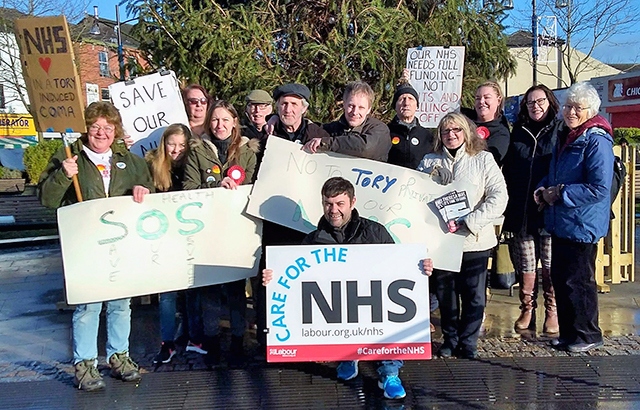 Local Labour Party activists protesting NHS 'cuts and privatisation'