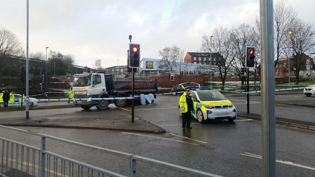 The scene of the collision at the junction of Spotland Road, St Mary's Gate and Hunter's Lane