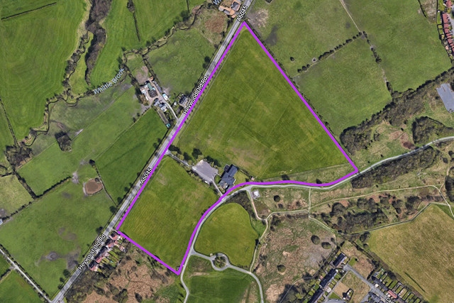 Aerial image showing the boundary of the proposed new school site