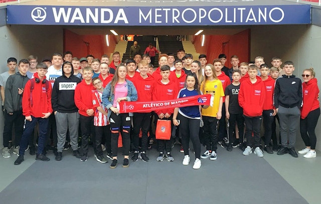 Footballing students from Whitworth Community High School on their school trip to Madrid