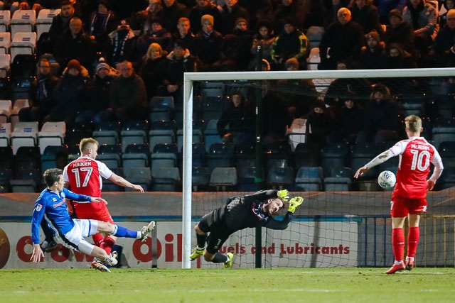 Paddy Madden heads home Fleetwood's opening goal
