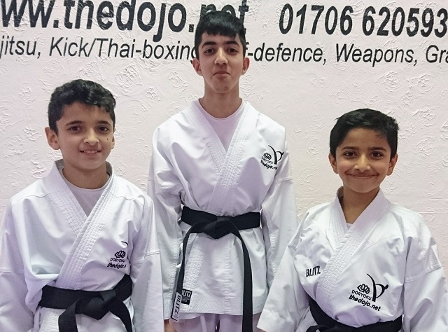 Rayhan Aslam, Faris Aslam and Awais Akhtar gain their Black Belts