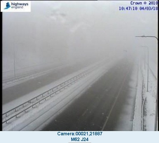 Still wintry with freezing temperatures and fog on the M62
