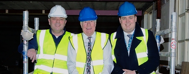 Councillor John Blundell (right) with the developers on site
