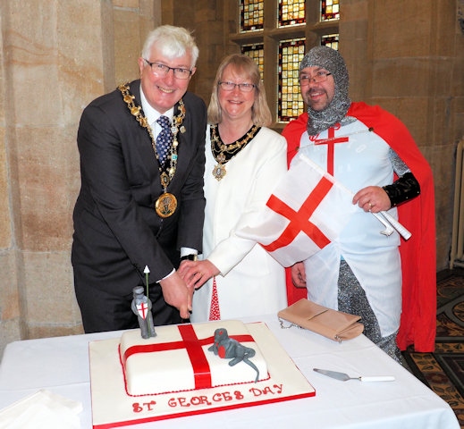 Mayor and Mayoress, Ian and Christine Duckworth with 'St George'