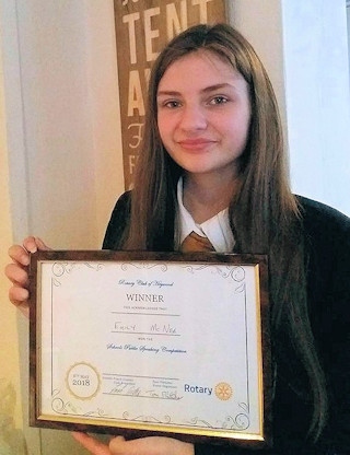 Emily McNee wins public speaking competition organised by the Rotary Club of Heywood