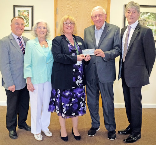 Ken Davies MBE (Former Springhill Hospice Fundraising Manager and Trustee), June Rowlands, Julie Halliwell, (Chief Executive, Springhill Hospice), Ray Farrell, Robert Clegg OBE (Chairman of Board of Trustees, Springhill Hospice)