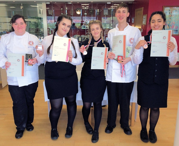 Lauren Salt (second left) and her Hopwood Hall team at the ACF Catering Competition