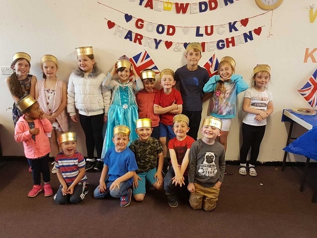 Children at Birch Community Centre celebrating the royal wedding