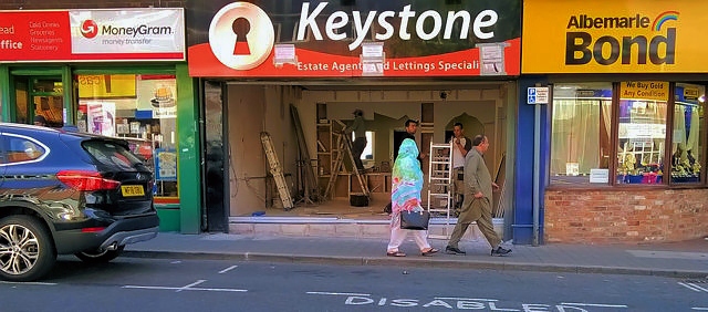 Shop renovations at the old Keystone building on Yorkshire Street create a step entrance