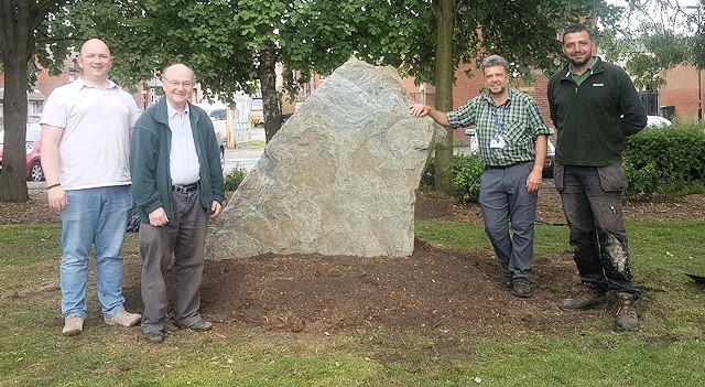 Councillor Billy Sheerin with Rochdale in Bloom's Philip Massey, Roy Down and Paul Ellison