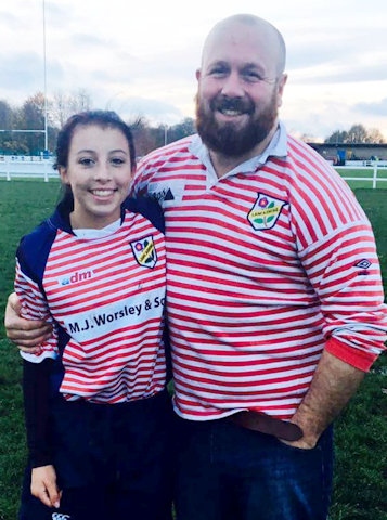 Megan Dickinson and her father Sam Dickinson at her first Lancashire appearance