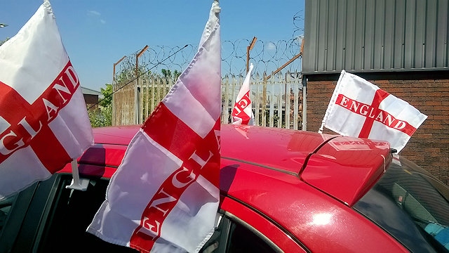 Car with England flags
