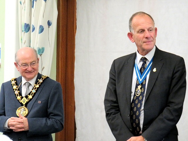 Mayor Billy Sheerin with the High Sheriff of Greater Manchester, Mark Adlestone OBE at Springhill Hospice