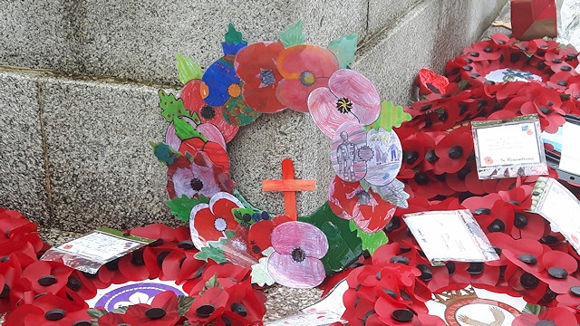 Meanwood Primary School wreath at Rochdale Cenotaph
