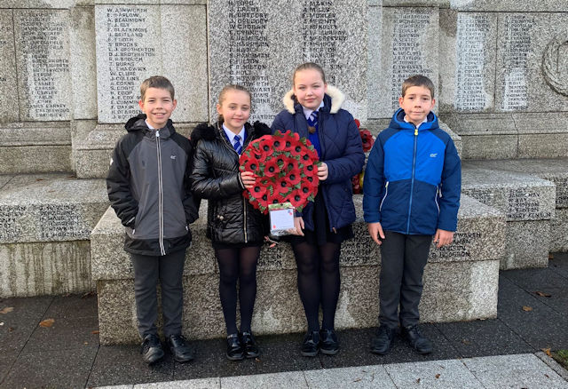 Four children at St Luke's laid a wreath for Remembrance Sunday