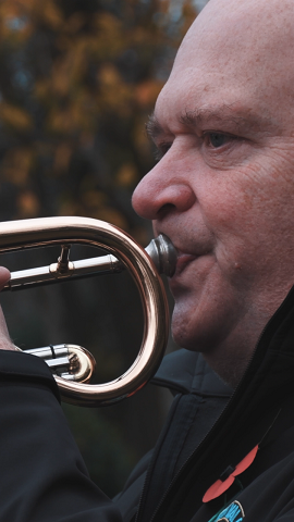 Mr Dave Tattersall playing the last post Whitworth Remembrance 2020 used with permission of Dark Room Media