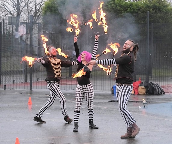 The fire show was performed by Travelling Light Circus