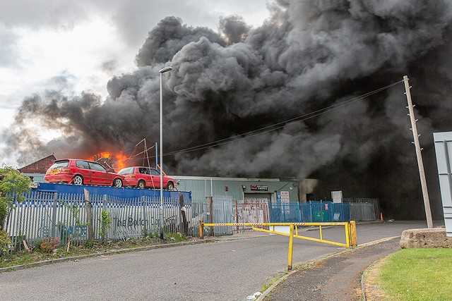 Fire at scrapyard in Sparthbottoms. Photo - Bill Pilkington