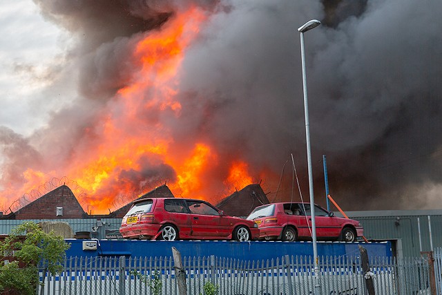 Fire at scrapyard in Sparthbottoms. Photo - Bill Pilkington
