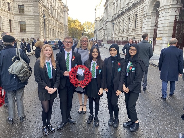 Staff and students from Oulder Hill School laid a wreath at the Cenotaph