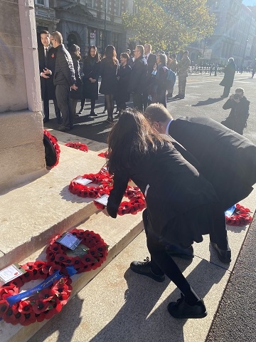 Staff and students from Oulder Hill School laid a wreath at the Cenotaph
