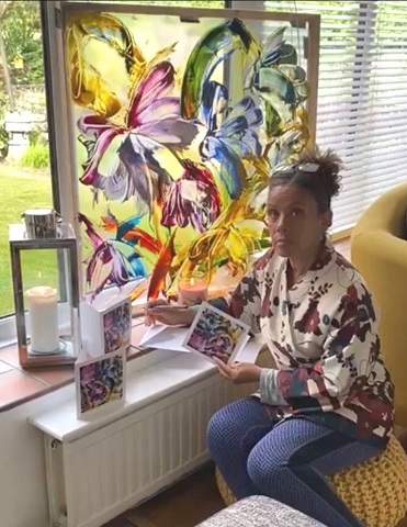 Professional artist Susan Aggarwal first painted an array of floral images onto a large transparent material as a way of expressing her loss and grief after her mum died at the start of lockdown