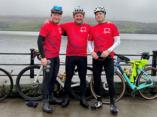 Tim Knight, Tim Fairley and David Kennedy are cycling from Hollingworth Lake to Lake Garda in Italy in memory of their late friend Simon Taylor
