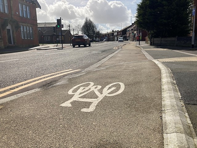 The new cycle lane running through Castleton