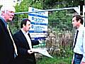 Paul Rowen MP, Jason Addy (SSV) and Chris Davies MEP beside the destroyed woodland