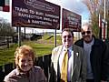 Councillor Doreen Brophy-Lee, Councillor Peter Rush and Councillor Malcolm Bruce outside Heywood Railway Station