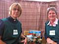 Rev Sharon Jones and Margaret Wight with some food already collected for the Foodbank