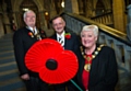 Tom Bailey, Chairman of Rochdale Fusiliers Association, Councillor Alan McCarthy and the Mayor Councillor Carol Wardle