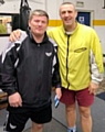 Former world champion Ricky Hatton with Middleton Select's Martyn Lynch