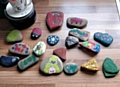 Families have been hiding colourful rocks like these around the borough