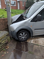 The van collided with a lamppost after colliding with a tree