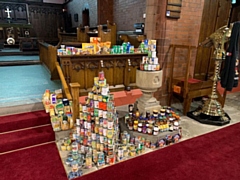 Tinned goods ready for Rochdale Foodbank