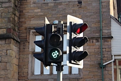 A gay symbol on a pedestrian crossing on Long Street, Middleton
