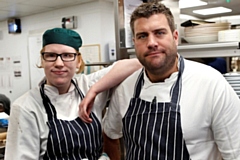 Rebecca Jackson and Steve Scoullar, Senior Head Chef at The Ivy Spinningfields, Manchester