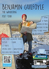 Benjamin Guilfoyle, the Woolly Hat Poet, is coming to Littleborough on 29 May on his 125-mile charity hike 