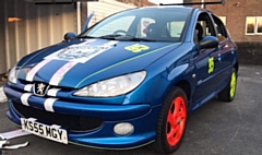 The Peugeot 206 for the 'Benidorm or Bust' car rally